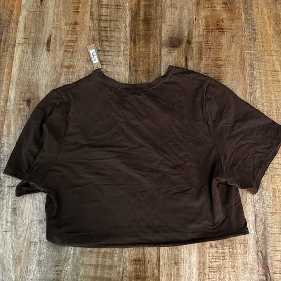 SKIMS Fits Everybody Super Cropped T-Shirt Cocoa Stretch Pullover Lounge 4X NEW - Picture 6 of 8